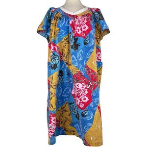 Kalama Muu Muu Dress Vintage Floral Dress Front Pockets 2X
